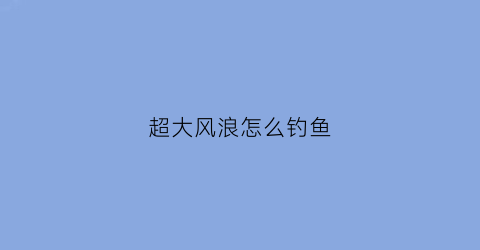 超大风浪怎么钓鱼(大风浪能钓鱼吗)