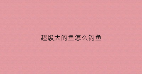 超级大的鱼怎么钓鱼(怎么钓大一点的鱼)