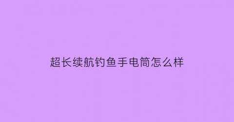 “超长续航钓鱼手电筒怎么样(电池续航能力最强的手电筒)