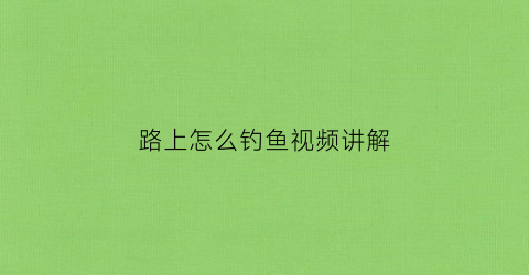 路上怎么钓鱼视频讲解(路边钓鱼是否违法)