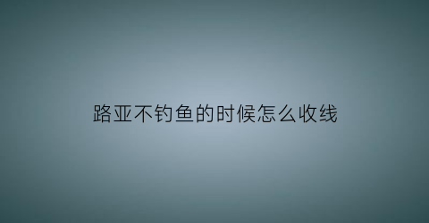 路亚不钓鱼的时候怎么收线(路亚不乍线的方法)