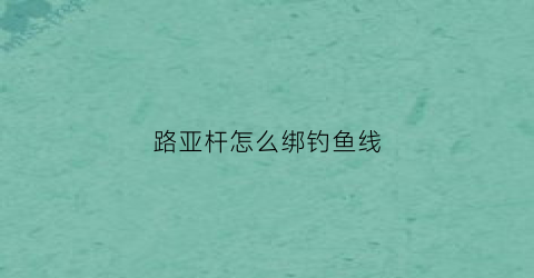路亚杆怎么绑钓鱼线(路亚竿怎么绑鱼线)