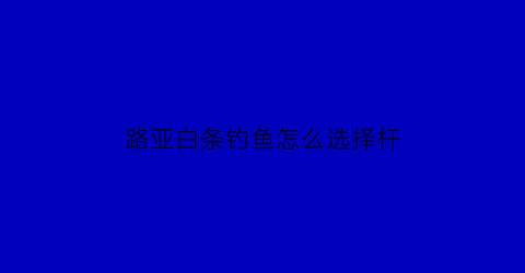 路亚白条钓鱼怎么选择杆(路亚白条用什么调的竿)