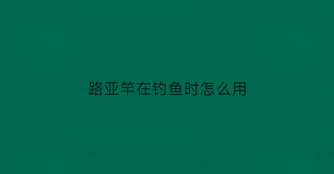 路亚竿在钓鱼时怎么用(路亚钓鱼竿怎么使用)