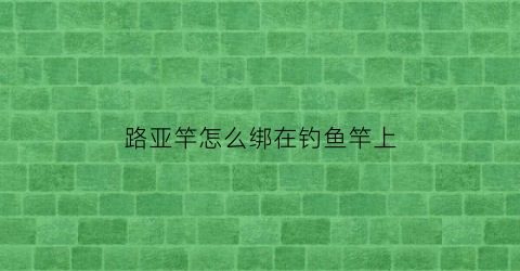 路亚竿怎么绑在钓鱼竿上