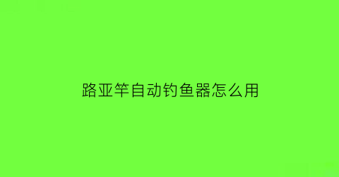 路亚竿自动钓鱼器怎么用(钓鱼神器路亚)