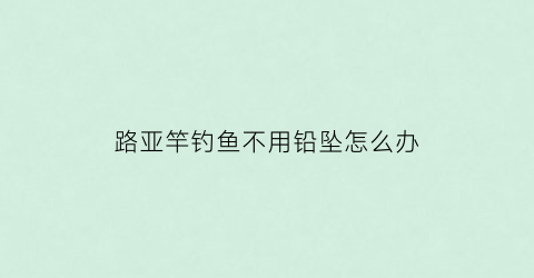 路亚竿钓鱼不用铅坠怎么办(路亚不用杆子能玩吗)