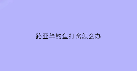 路亚竿钓鱼打窝怎么办