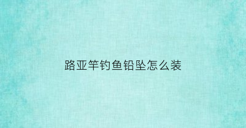 路亚竿钓鱼铅坠怎么装(路亚竿鱼钩和铅坠怎么安装)