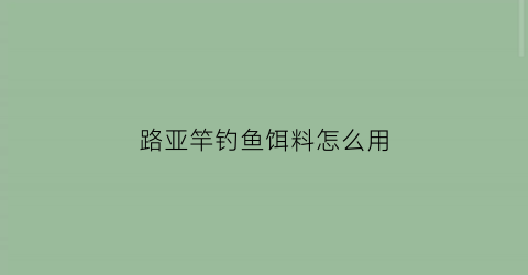 路亚竿钓鱼饵料怎么用