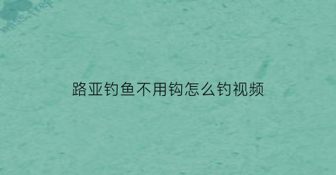 路亚钓鱼不用钩怎么钓视频(路亚钓鱼不用钩怎么钓视频讲解)