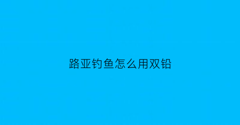 “路亚钓鱼怎么用双铅(路亚双铅头钩钓组)