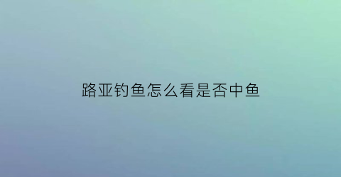 路亚钓鱼怎么看是否中鱼(路亚怎么判断是否到底)