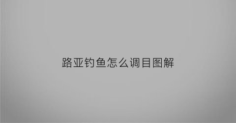 “路亚钓鱼怎么调目图解(路亚xul什么调)