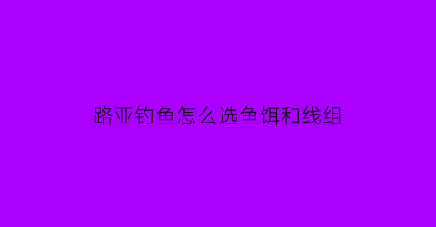 “路亚钓鱼怎么选鱼饵和线组(路亚如何选)