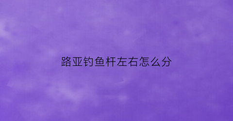 路亚钓鱼杆左右怎么分