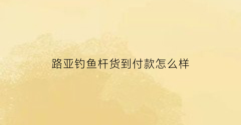 路亚钓鱼杆货到付款怎么样(路亚渔具进货渠道)