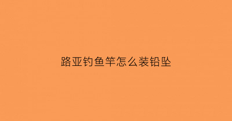 路亚钓鱼竿怎么装铅坠