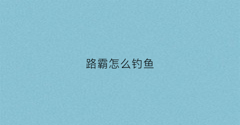 路霸怎么钓鱼(路霸玩法)