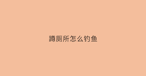 蹲厕所怎么钓鱼(蹲厕怎么用)