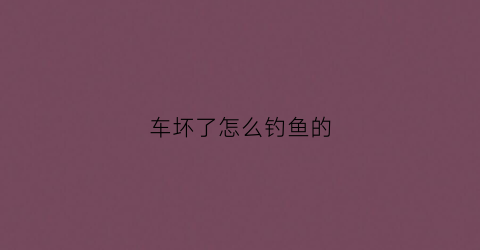车坏了怎么钓鱼的(车坏了怎么停车)