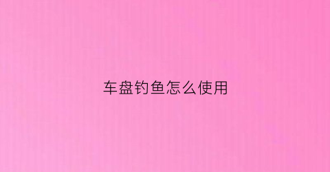 车盘钓鱼怎么使用(盘车钓鱼视频教程)