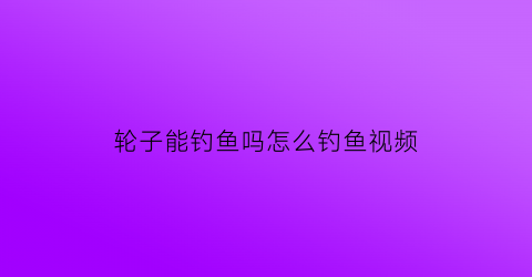 轮子能钓鱼吗怎么钓鱼视频