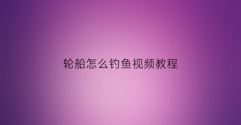 轮船怎么钓鱼视频教程(船钓怎么钓鱼)