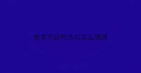 软竿可以钓鱼吗怎么调漂(软竿钓鱼的好处和坏处)