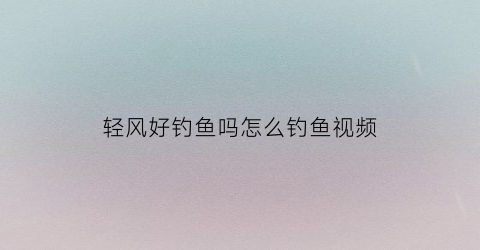 轻风好钓鱼吗怎么钓鱼视频(轻风lite)