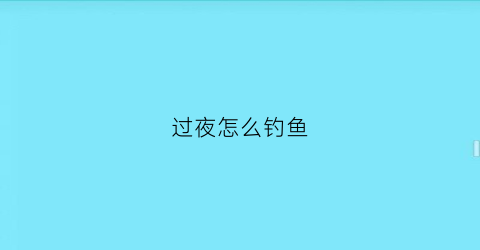 过夜怎么钓鱼