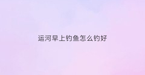 运河早上钓鱼怎么钓好(运河里钓鱼用什么饵最好)