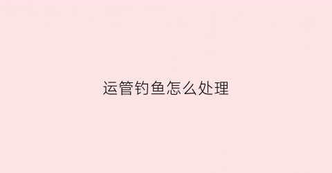 运管钓鱼怎么处理(运管钓鱼违法吗)