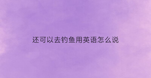 还可以去钓鱼用英语怎么说(我可以去钓鱼吗英语)