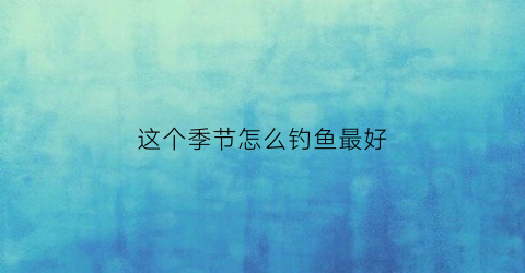 这个季节怎么钓鱼最好(这个季节钓什么鱼最好用什么饵料)