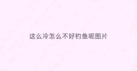 这么冷怎么不好钓鱼呢图片(咋这么冷呢图片)