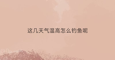 这几天气温高怎么钓鱼呢