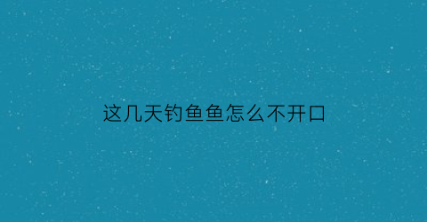 这几天钓鱼鱼怎么不开口(今晚钓鱼鱼不开口)