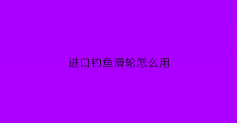 进口钓鱼滑轮怎么用(钓鱼的滑轮)