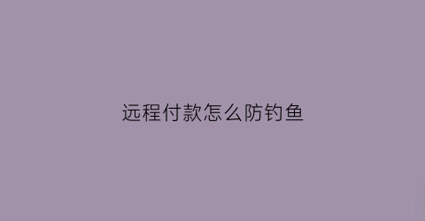 远程付款怎么防钓鱼