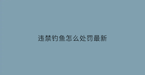 “违禁钓鱼怎么处罚最新(违禁钓鱼怎么处罚最新标准)