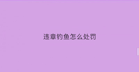 违章钓鱼怎么处罚