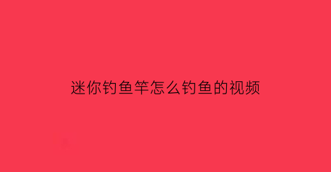 迷你钓鱼竿怎么钓鱼的视频(迷你鱼竿可以钓多大的鱼)