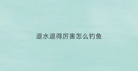 退水退得厉害怎么钓鱼