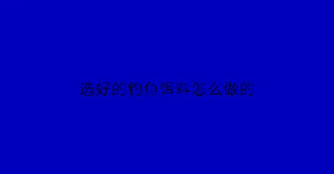 选好的钓鱼饵料怎么做的(买钓鱼的鱼饵料)