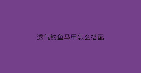 透气钓鱼马甲怎么搭配(钓鱼马甲什么牌子好)