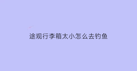 途观行李箱太小怎么去钓鱼