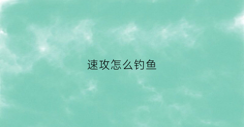 速攻怎么钓鱼(速攻属于什么饵料)