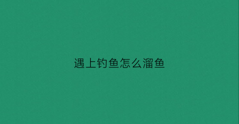 遇上钓鱼怎么溜鱼(钓到鱼怎么溜鱼)