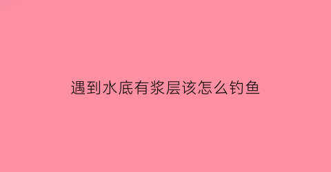 遇到水底有浆层该怎么钓鱼(水底有酱层怎么开饵料)